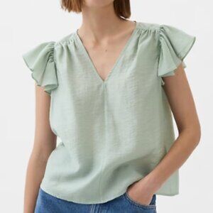 Flutter Sleeve Shirt (Frothy Aqua Green)